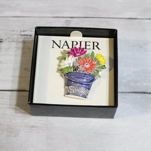 Napier Women's Brooch Fashion Pin Enamel Flower Garden Basket Pail